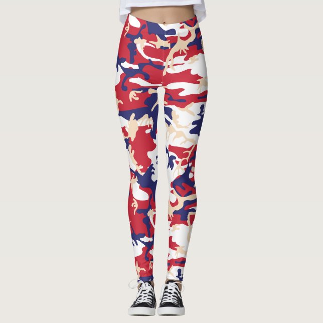 4th of July, Independence day, Camouflage Beige Leggings (Framsida)