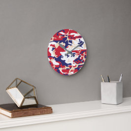 4th of July, Independence day, Camouflage Beige Rund Klocka