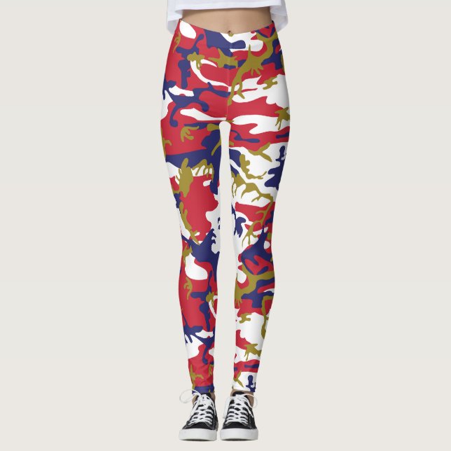 4th of July, Independence day, Camouflage Gold Leggings (Framsida)