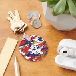 4th of July, Independence day, Camouflage Gold Nyckelring