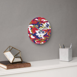 4th of July, Independence day, Camouflage Gold Rund Klocka