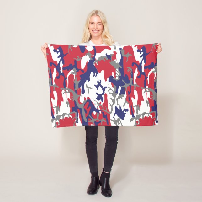 4th of July, Independence day, Camouflage Gray Fleecefilt (På plats)