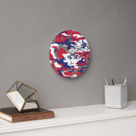 4th of July, Independence day, Camouflage Gray Rund Klocka