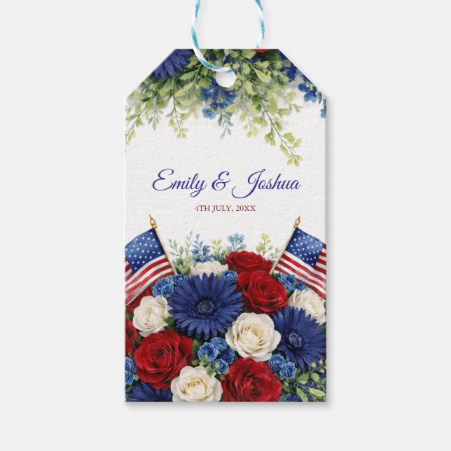 4th of July Independence Day Wedding Presentetikett (Framsidan)