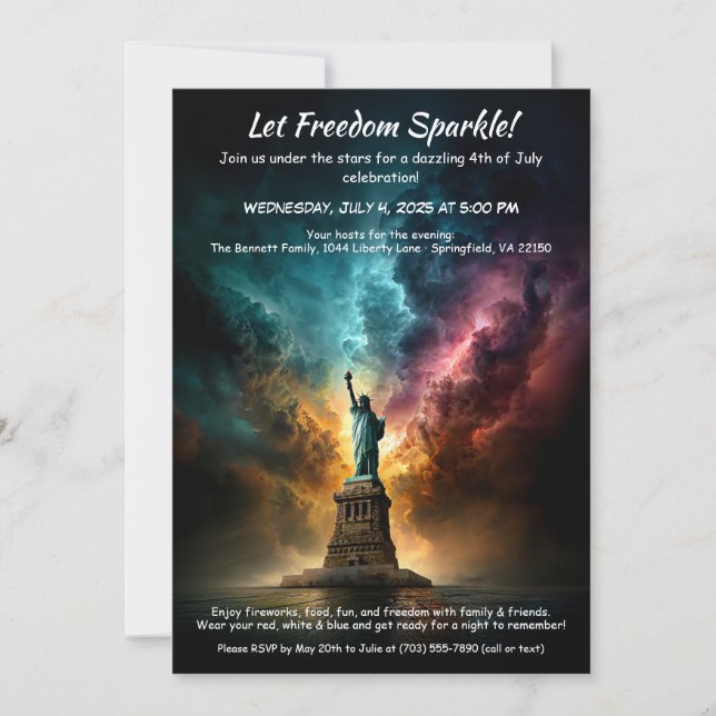4th of July Invitation – Statue of Liberty  Inbjudningar (Framsida)