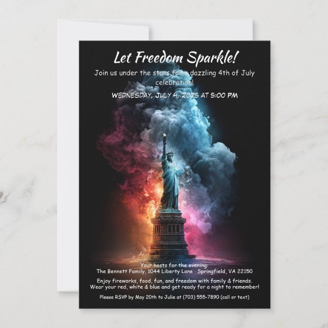 4th of July Invitation – Statue of Liberty  Inbjudningar (Framsida)
