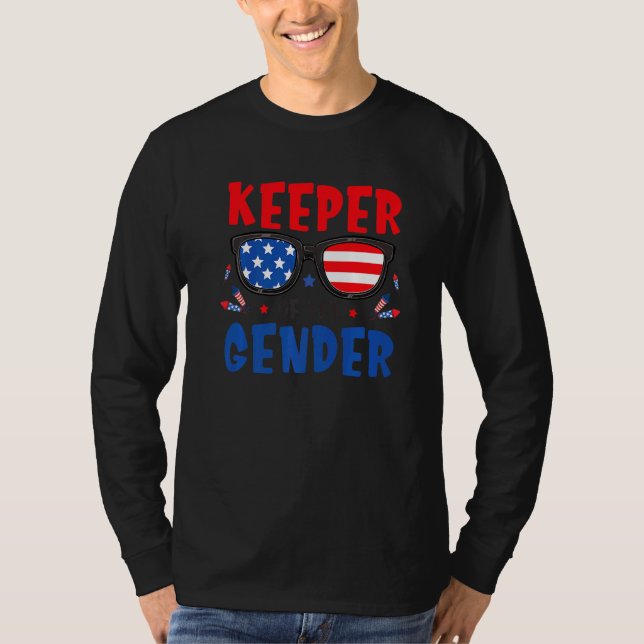 4th Of July Keeper Of The Gender Reveal Baby Annou T Shirt (Framsida)