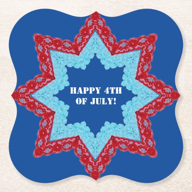 4th of July Lace Red White Blue    Underlägg Papper (Framsida)
