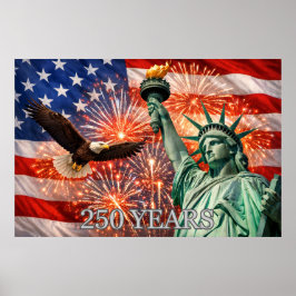 4th of July Liberty Eagle Fireworks USA 250th Poster