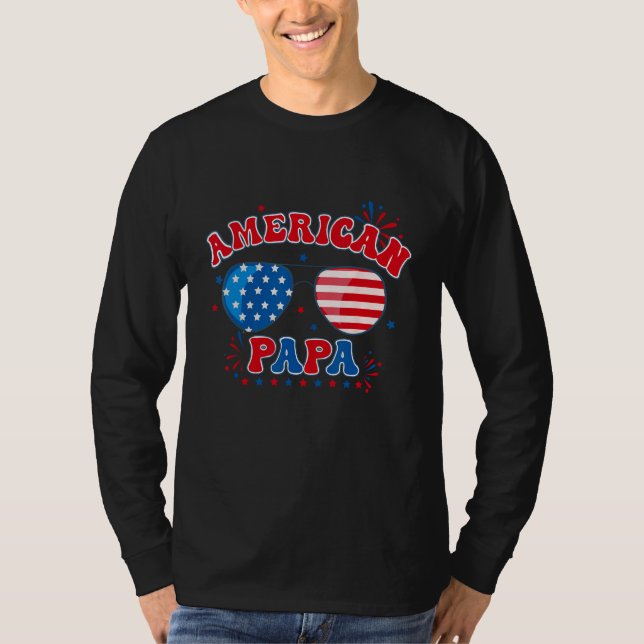 4th Of July  Men Papa Kid American Dad Patriotic F T Shirt (Framsida)