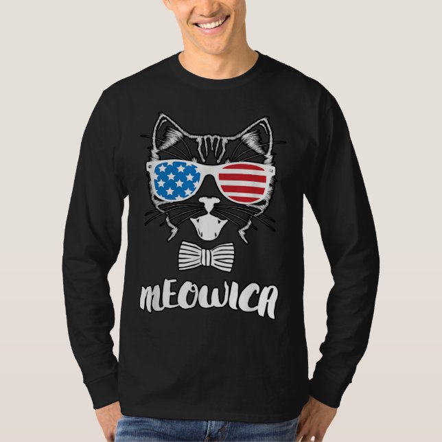 4th of July Meowica Kitty Cat Plus Size Graphic T Shirt (Framsida)