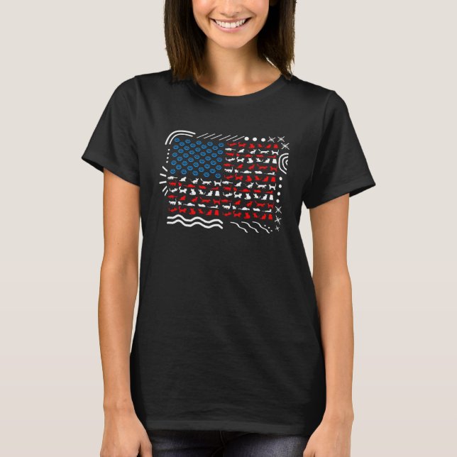 4th Of July Meowica USA Flag Cat  American Indepen T Shirt (Framsida)