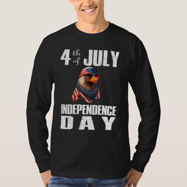 4th Of July Merica Bald Eagle USA Flag Independenc T Shirt (Framsida)