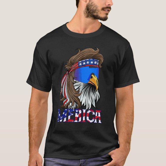 4th Of July Merica Eagle Mullet US American Flag P T Shirt (Framsida)