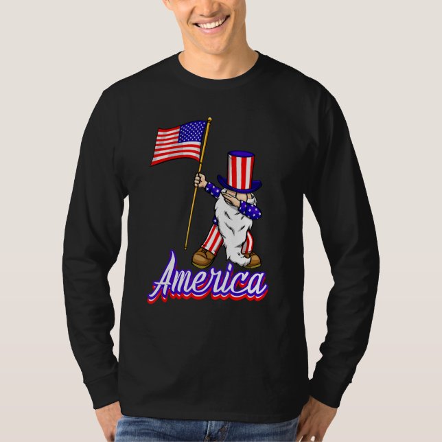 4th Of July Merica Gnome   Women America Flag Love T Shirt (Framsida)