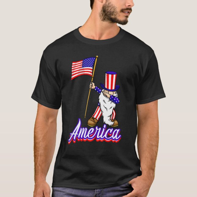 4th Of July Merica Gnome   Women America Flag Love T Shirt (Framsida)