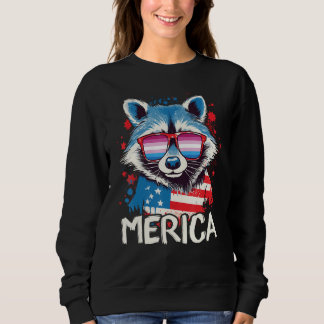 4th Of July Merica  Raccoon Bigender Sunglasses Fl T Shirt