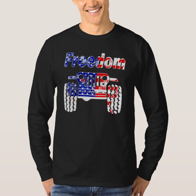 4th Of July Mud Ride UTV SXS Offroad Freedom Racer T Shirt (Framsida)