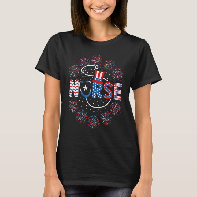 4th of July Nurse American Flag Nursing Patriotic  T Shirt (Framsida)