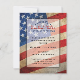 4th of July Party Invitation USA 250 Years Julkort