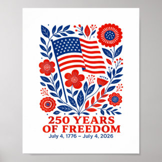 4th of July Patriotic 250th Anniversary 250 Years  Poster