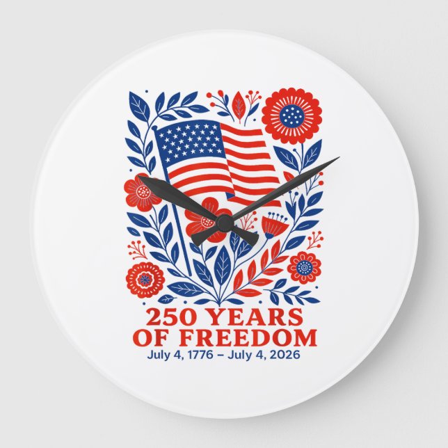 4th of July Patriotic 250th Anniversary 250 Years  Stor Klocka (Framsida)