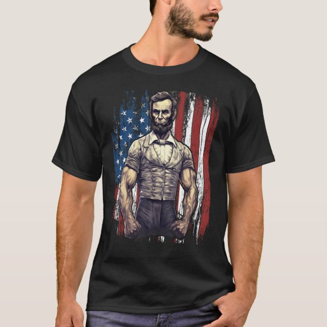 4th of July Patriotic  Abraham Lincoln Graphic Jul T Shirt (Framsida)