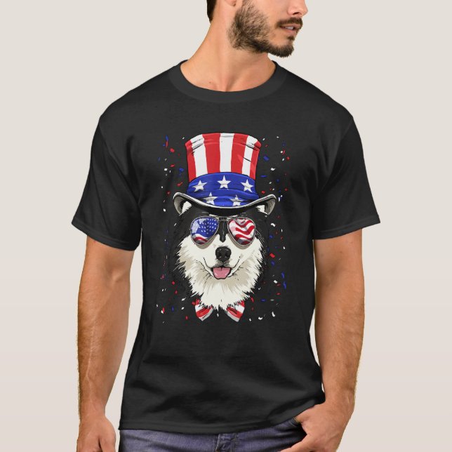 4th of July Patriotic Alaskan Malamute American US T Shirt (Framsida)