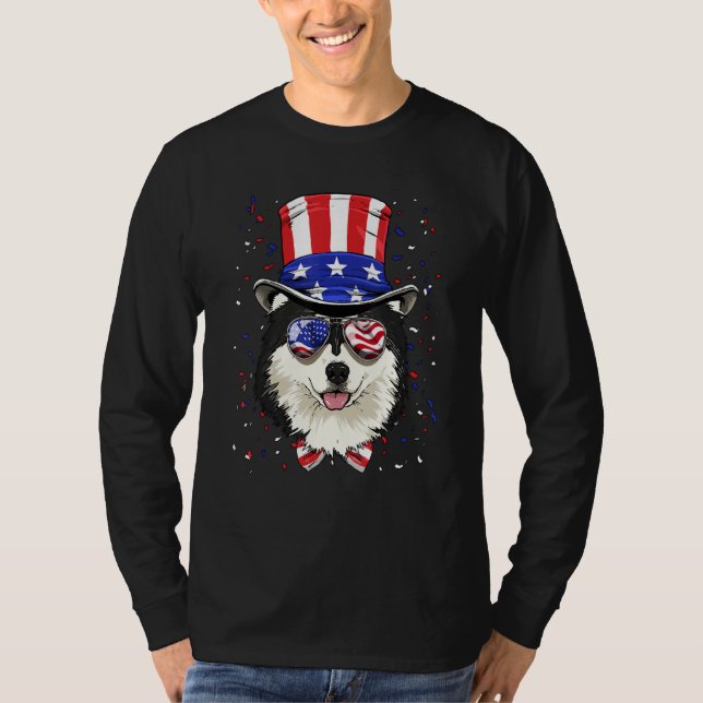 4th of July Patriotic Alaskan Malamute American US T Shirt (Framsida)