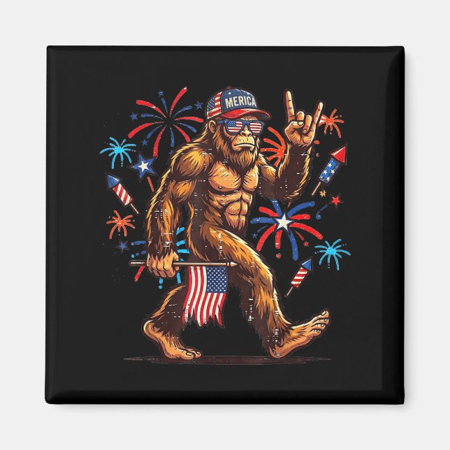 4th of july patriotic american bigfoot sasquatch magnet (Framsidan)