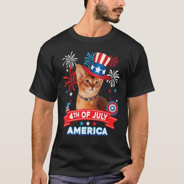 4th Of July Patriotic Day Abyssinian Cat Independe T Shirt (Framsida)