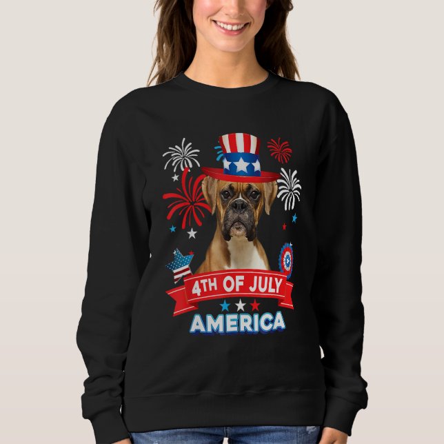 4th Of July Patriotic Day Boxer Dog Independence H T Shirt (Framsida)