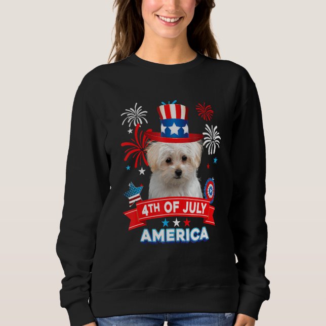 4th Of July Patriotic Day Maltese Dog Independence T Shirt (Framsida)