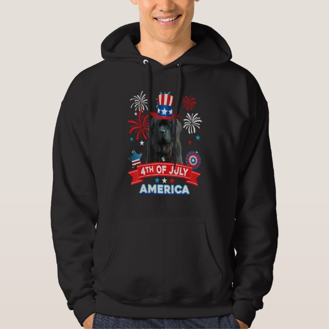 4th Of July Patriotic Day Newfoundland Dog Indepen Hoodie (Framsida)