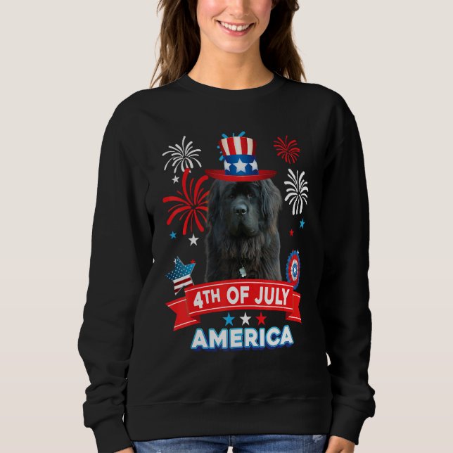 4th Of July Patriotic Day Newfoundland Dog Indepen T Shirt (Framsida)