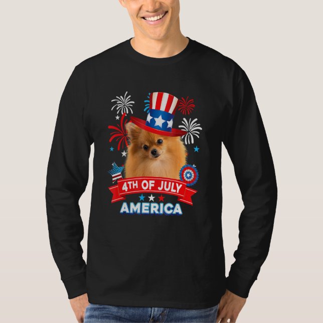 4th Of July Patriotic Day Pomeranian Dog Independe T Shirt (Framsida)