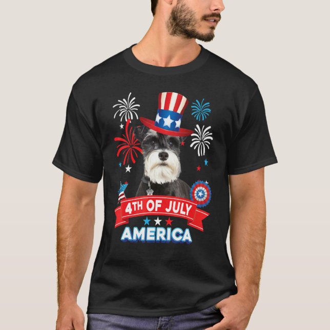 4th Of July Patriotic Day Schnauzer Dog Independen T Shirt (Framsida)
