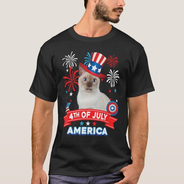 4th Of July Patriotic Day Tonkinese Cat Independen T Shirt (Framsida)