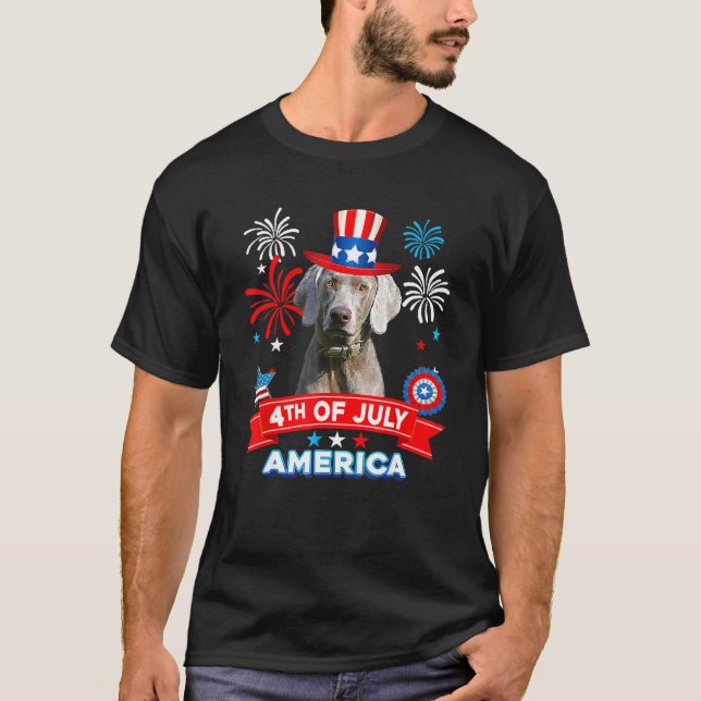 4th Of July Patriotic Day Weimaraner Dog Independe T Shirt (Framsida)