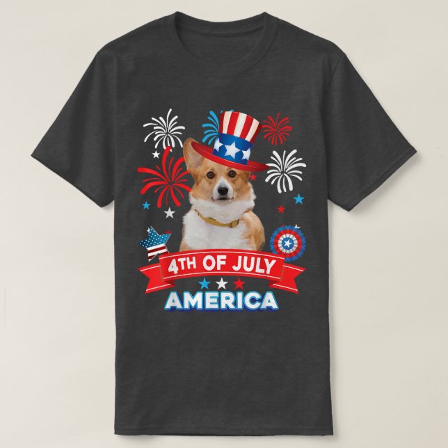 4th Of July Patriotic Day Welsh Corgi Dog Independ T Shirt (Design framsida)