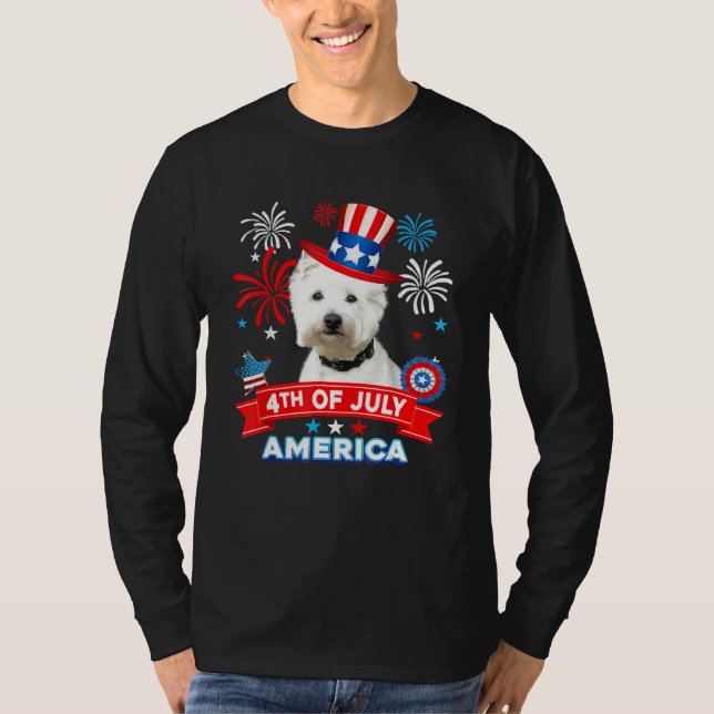 4th Of July Patriotic Day Westie Dog Independence  T Shirt (Framsida)