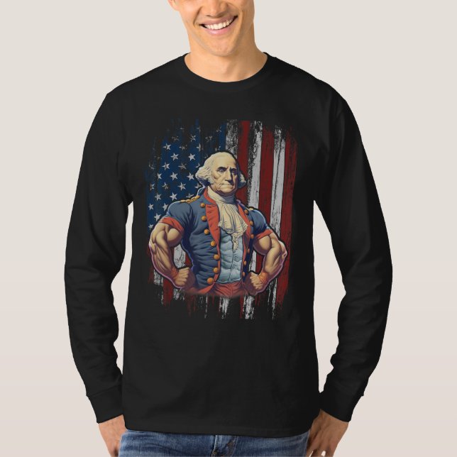 4th of July Patriotic Funny George Washington July T Shirt (Framsida)