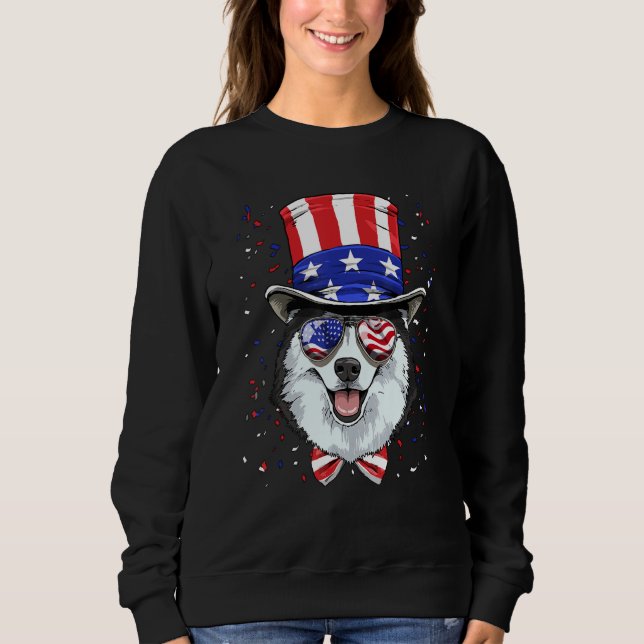 4th of July Patriotic Siberian Husky American USA  T Shirt (Framsida)
