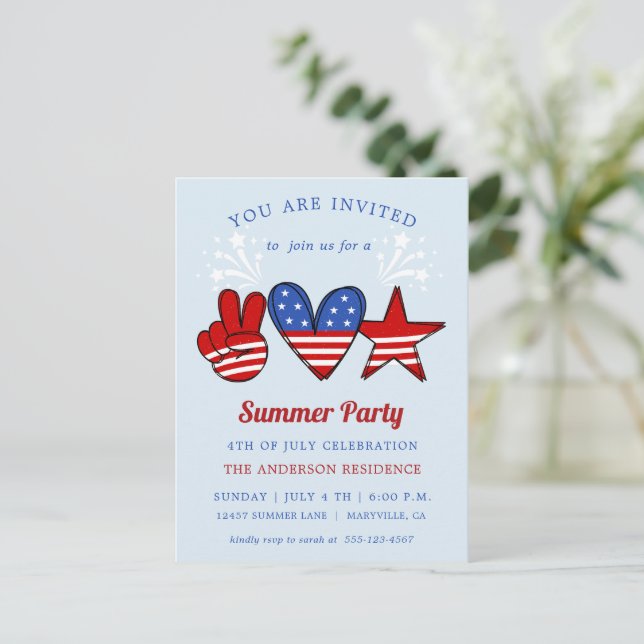 4th of July Pool And Ice Cream Party Invitation Po Vykort (Stående Fram)