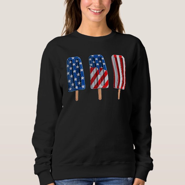 4th Of July Popsicle Red White Blue American Flag  T Shirt (Framsida)