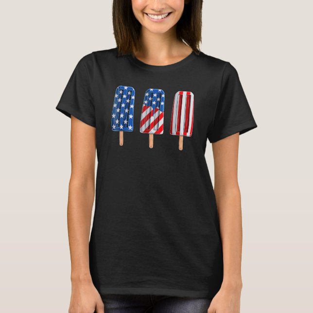 4th Of July Popsicle Red White Blue American Flag  T Shirt (Framsida)