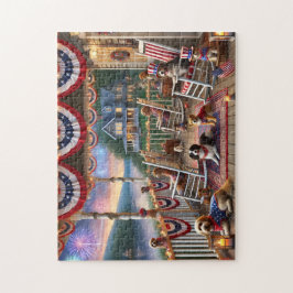 4th of July Porch Dogs Fireworks Summer Night  Pussel