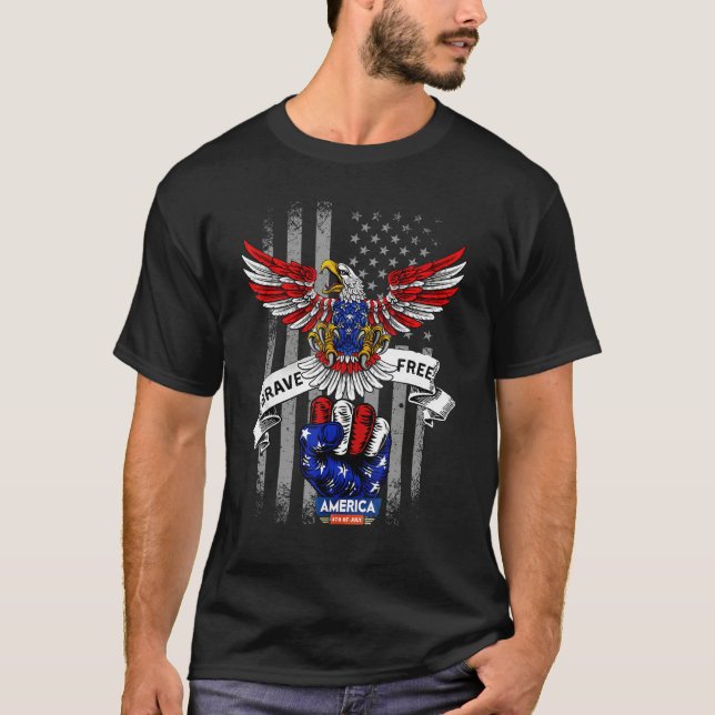 4th of July Red White and Blue Eagle Sunglasses US T Shirt (Framsida)
