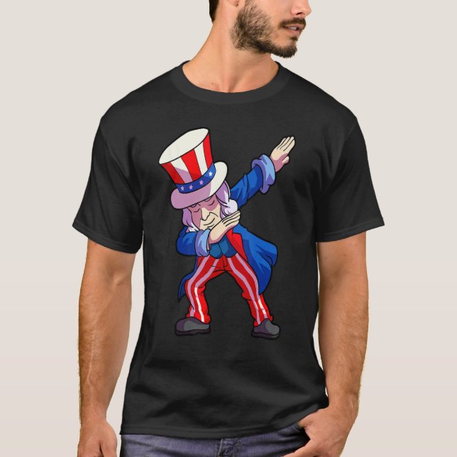 4th of July Shirt For Kids Dabbing Sam Uncle Boys  T Shirt (Framsida)