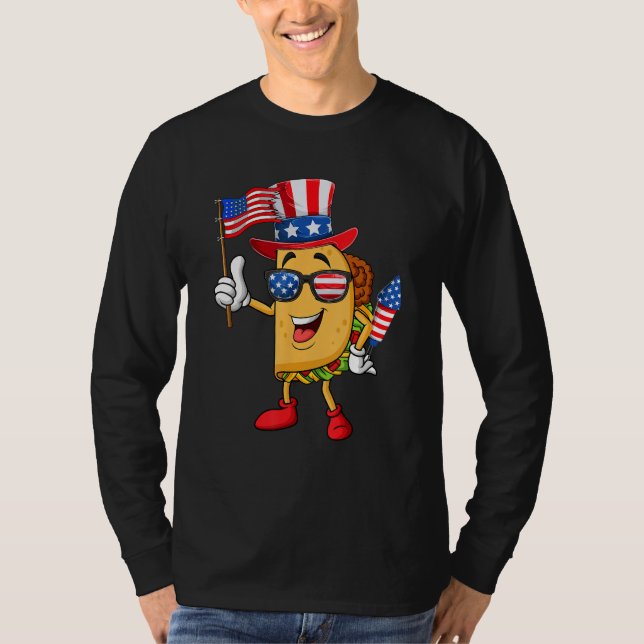 4th Of July Taco Sunglasses American Flag Firework T Shirt (Framsida)